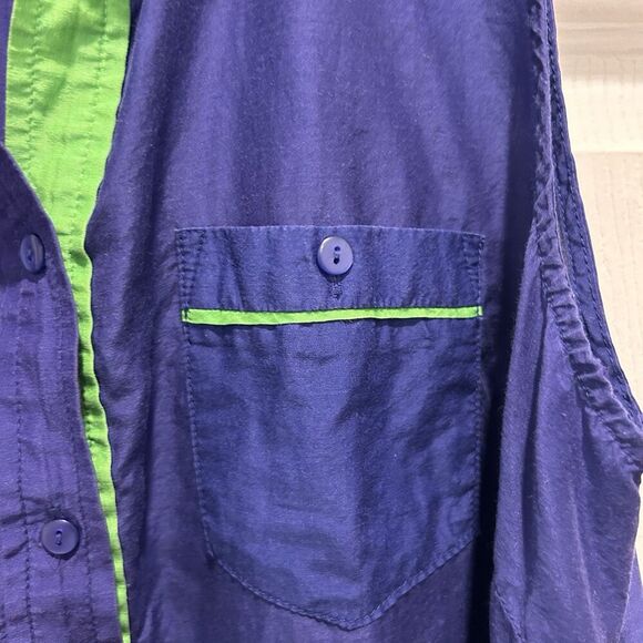JCP Silk Blend Sleeveless Button-up Shirt Royal Blue Collared Women's Large - Picture 5 of 6